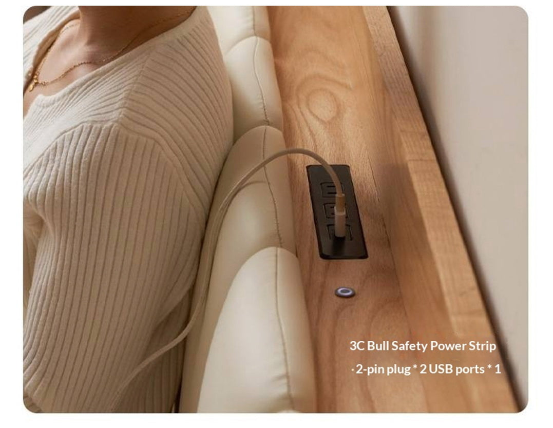 Oak Solid Wood Suspended Bed with Soft Backrest – Piano Key Design