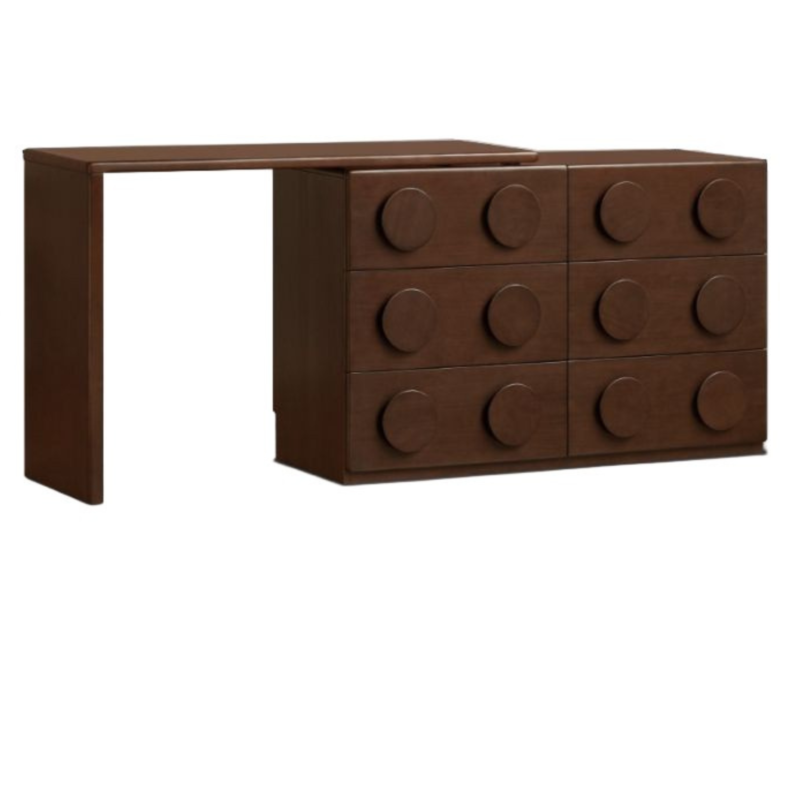Poplar Solid Wood Retro Medieval Style Rotating Dressing Table