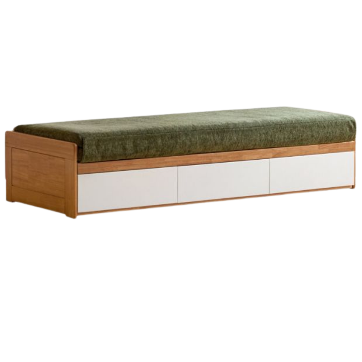 Solid RubberWood Storage Daybed with Pull-Out Drawer and Backless Design