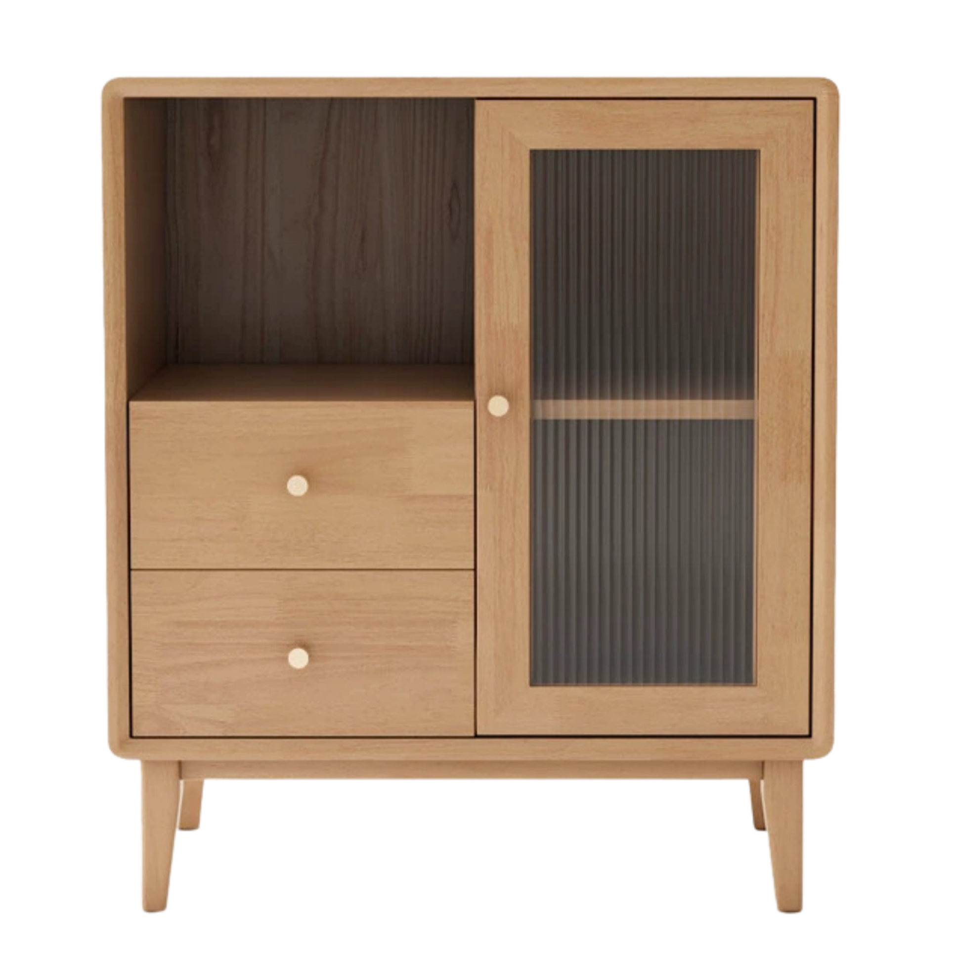 Oak, Beech Solid Wood, Solid Rubberwood Side Cabinet Nordic Style