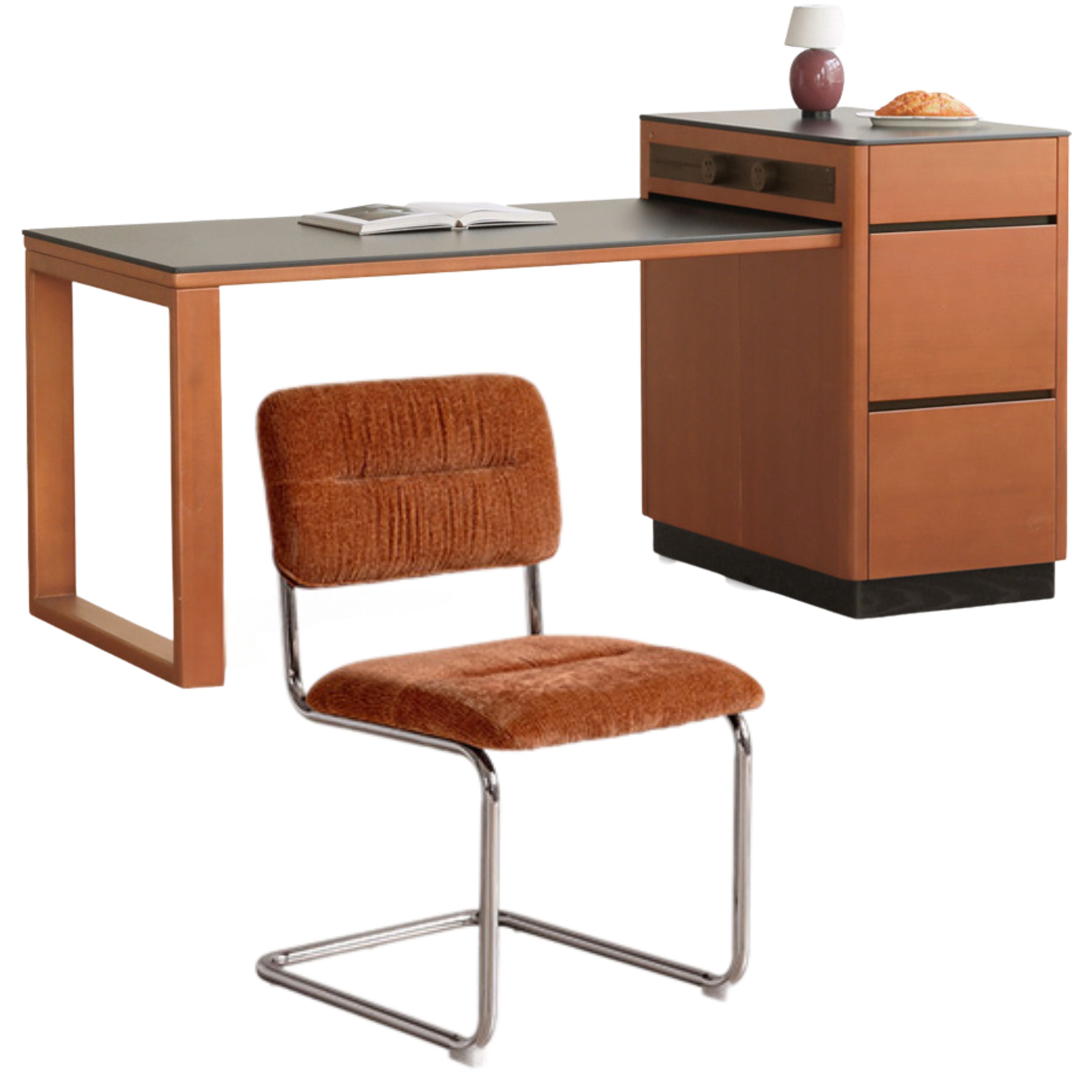 Poplar Solid Wood Island Retro Retractable Rock Plate Table Integrated