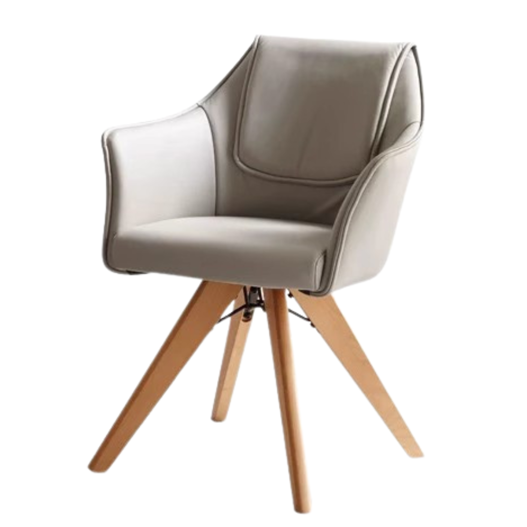 Beech solid wood Rotating Chair Organic leather