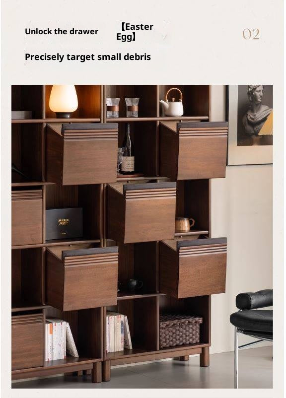 Sandalwood Solid Wood Light Luxury Style Bookshelf