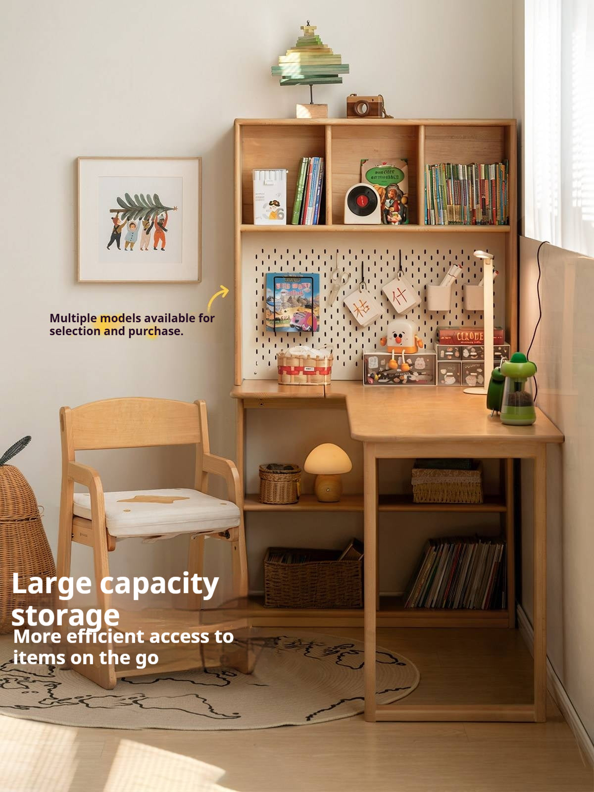 Beech Solid Wood Kids Corner Desk