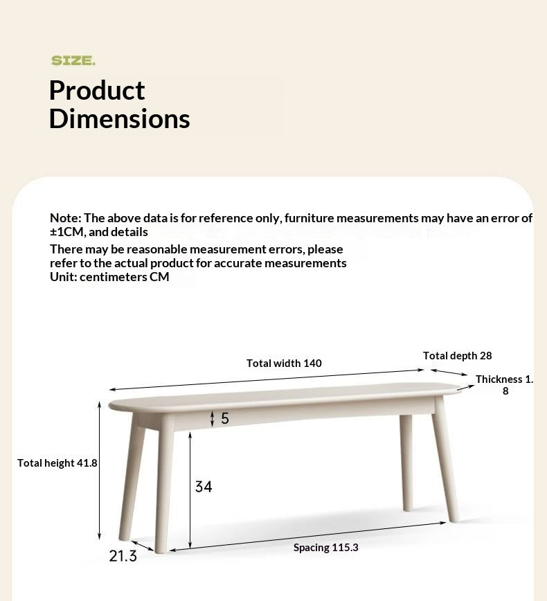 Solid Rubberwood French Cream Style  Long Bench
