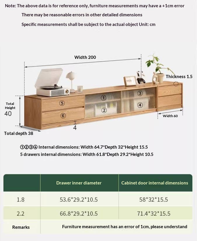 Solid RubberWood, Oak Solid Wood TV Cabinet Floor Combination,