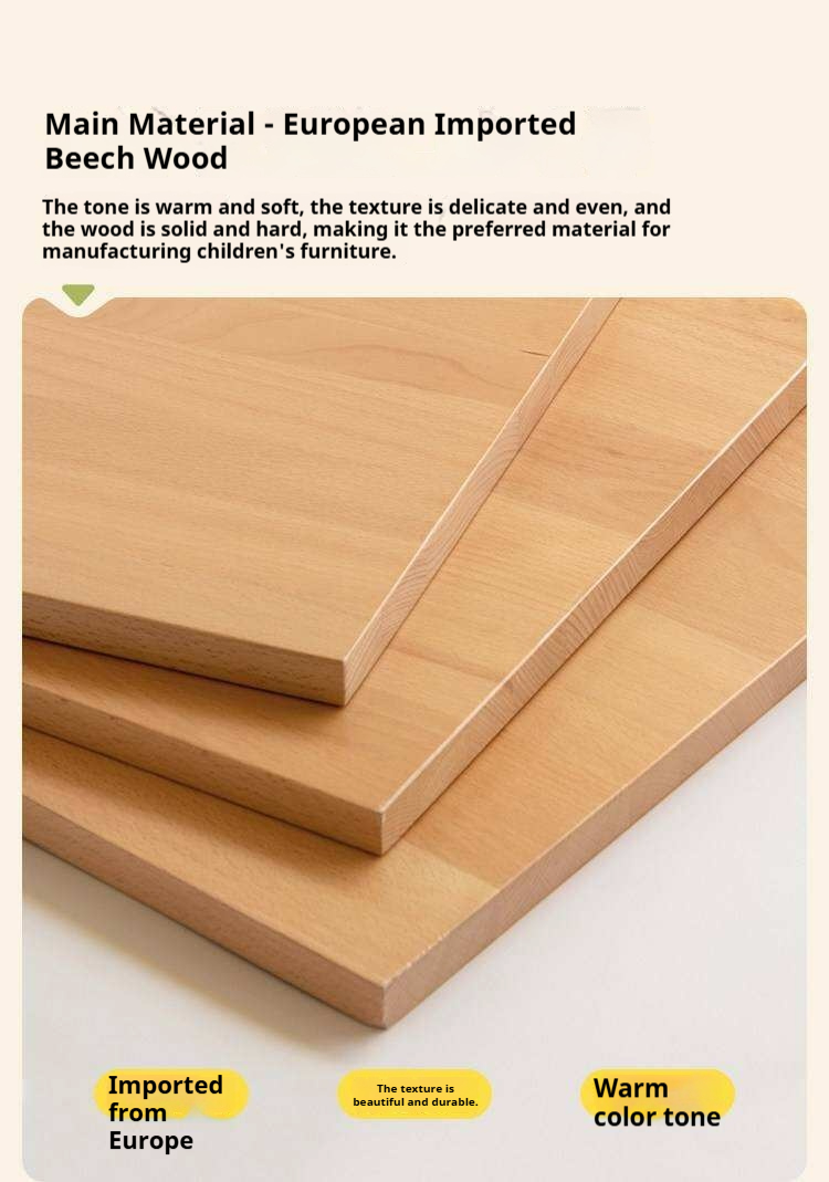 Beech Solid Wood Kids Platform Bed with Night Light
