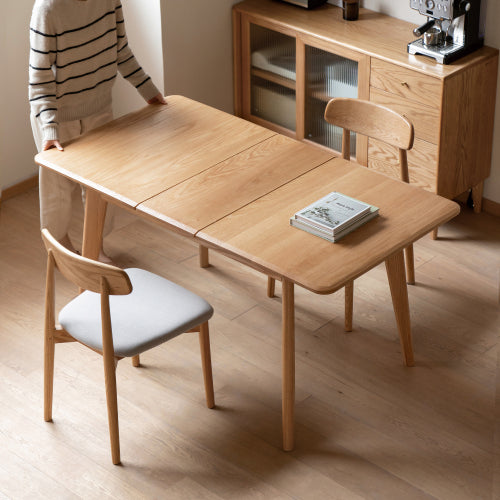 Oak Solid Wood Retractable Folding Dining Table