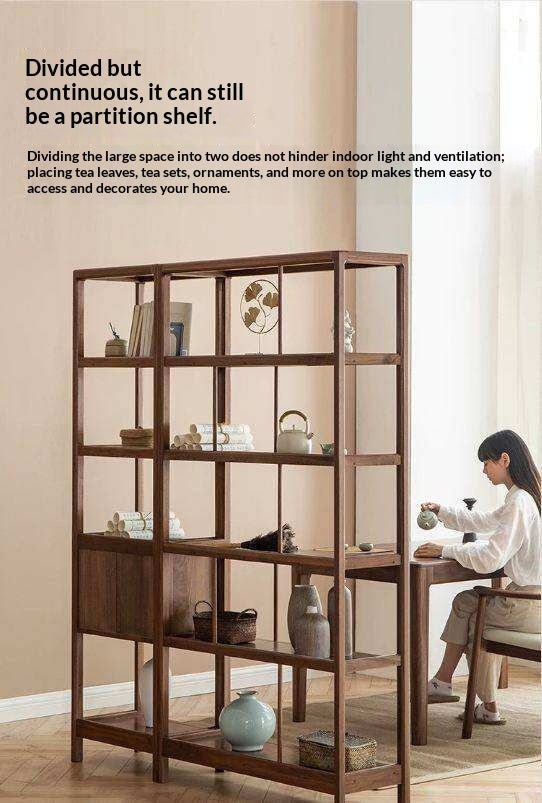 Black Walnut, Ash Solid Wood Bookshelf Combined Bookcase Display Cabinet Wall Shelf