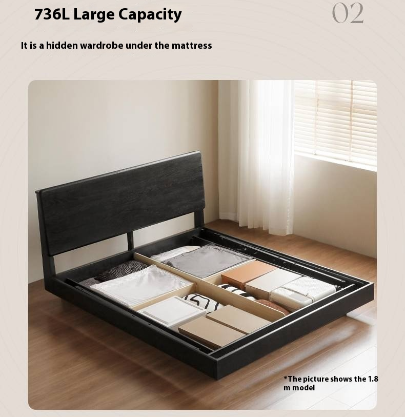 Ash Solid Wood Modern Simple Suspended Multifunctional Box Bed