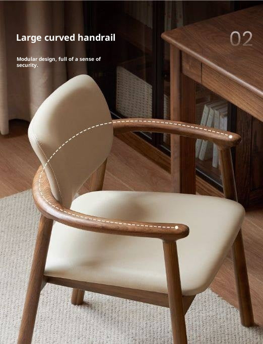 Black Walnut Solid Wood Dining Chair with Backrest