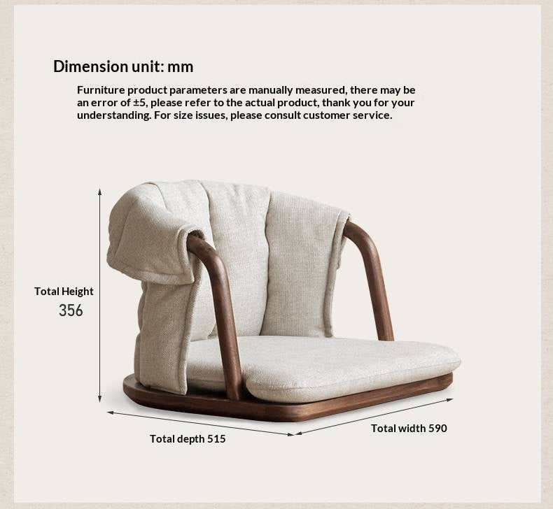 Black Walnut, Ash Solid Wood Tatami Soft Backrest Meditation Chair