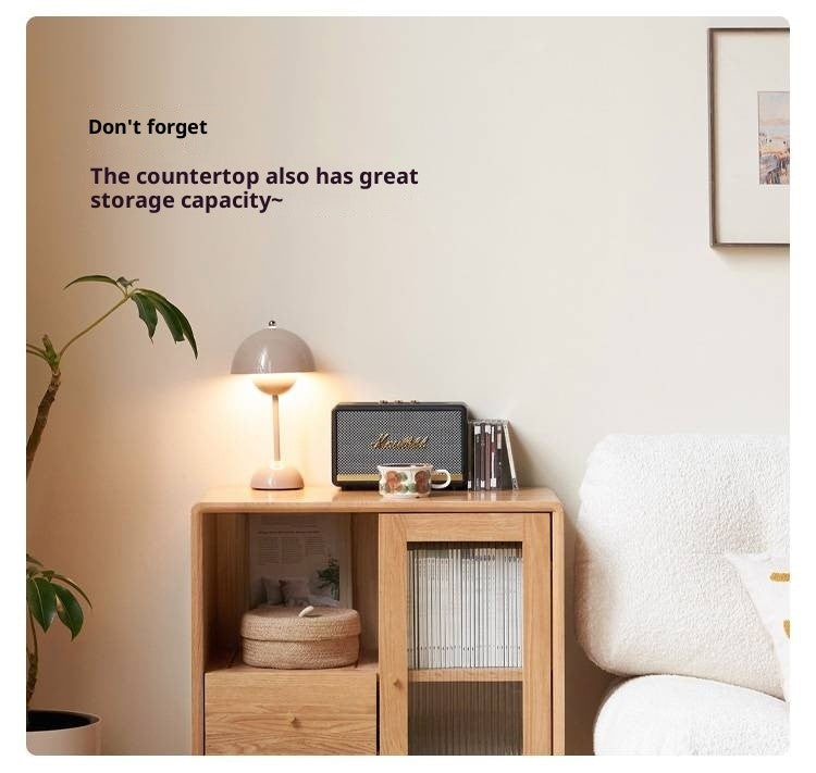 Oak, Beech Solid Wood, Solid Rubberwood Side Cabinet Nordic Style