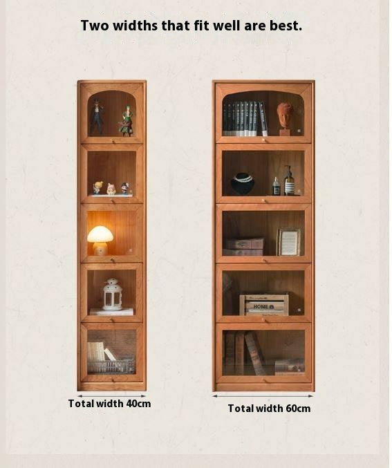 Cherry Solid Wood Ancient Style Floor Bookcase