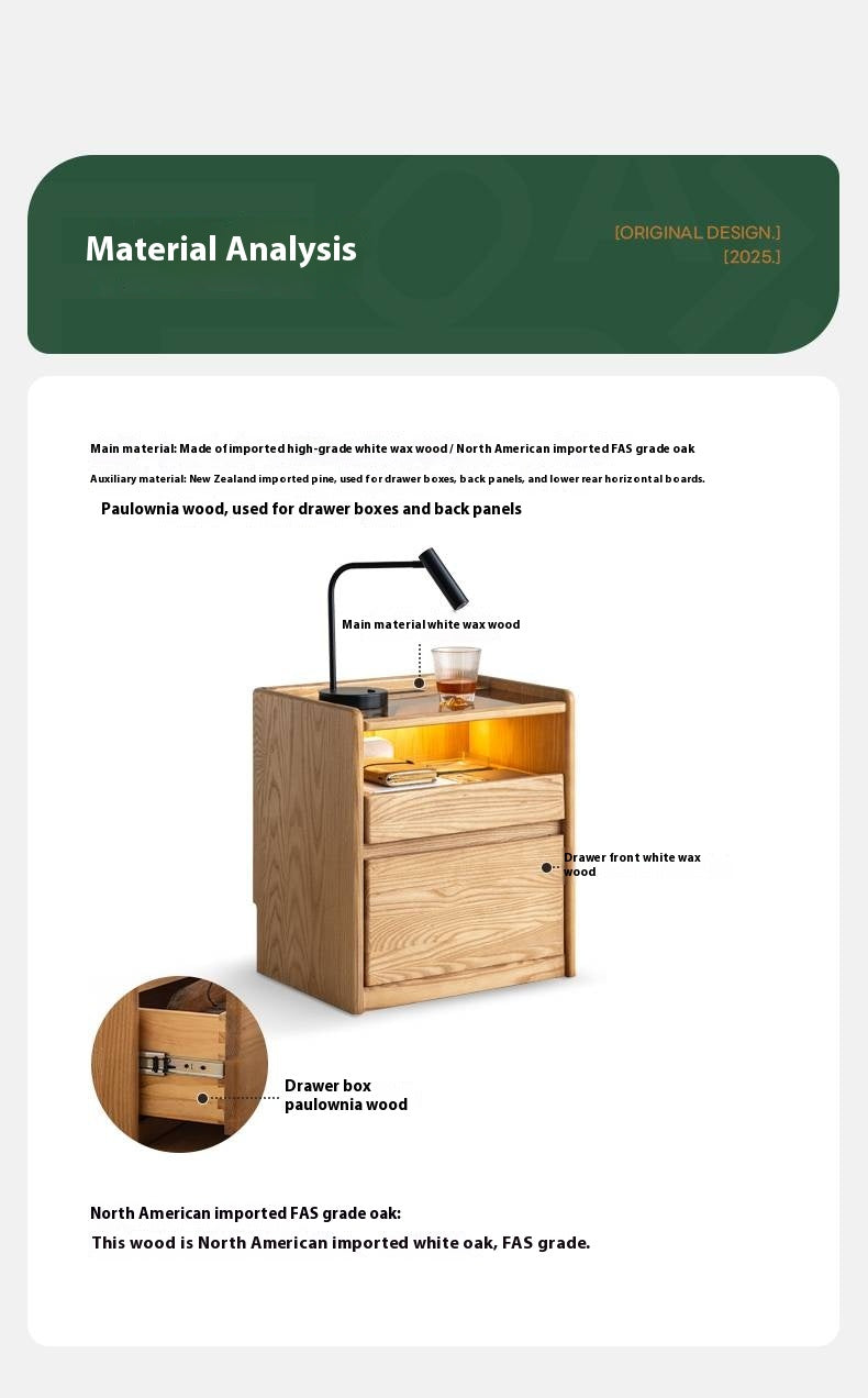 Ash Solid Wood Modern Nightstand