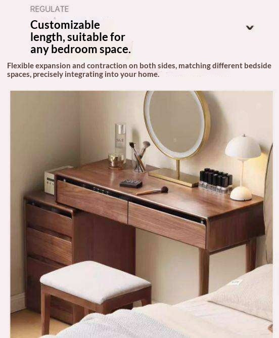 Black Walnut, Oak, Ash, Solid Longan Hardwood, Sandalwood Solid Wood Retractable Vanity Table.