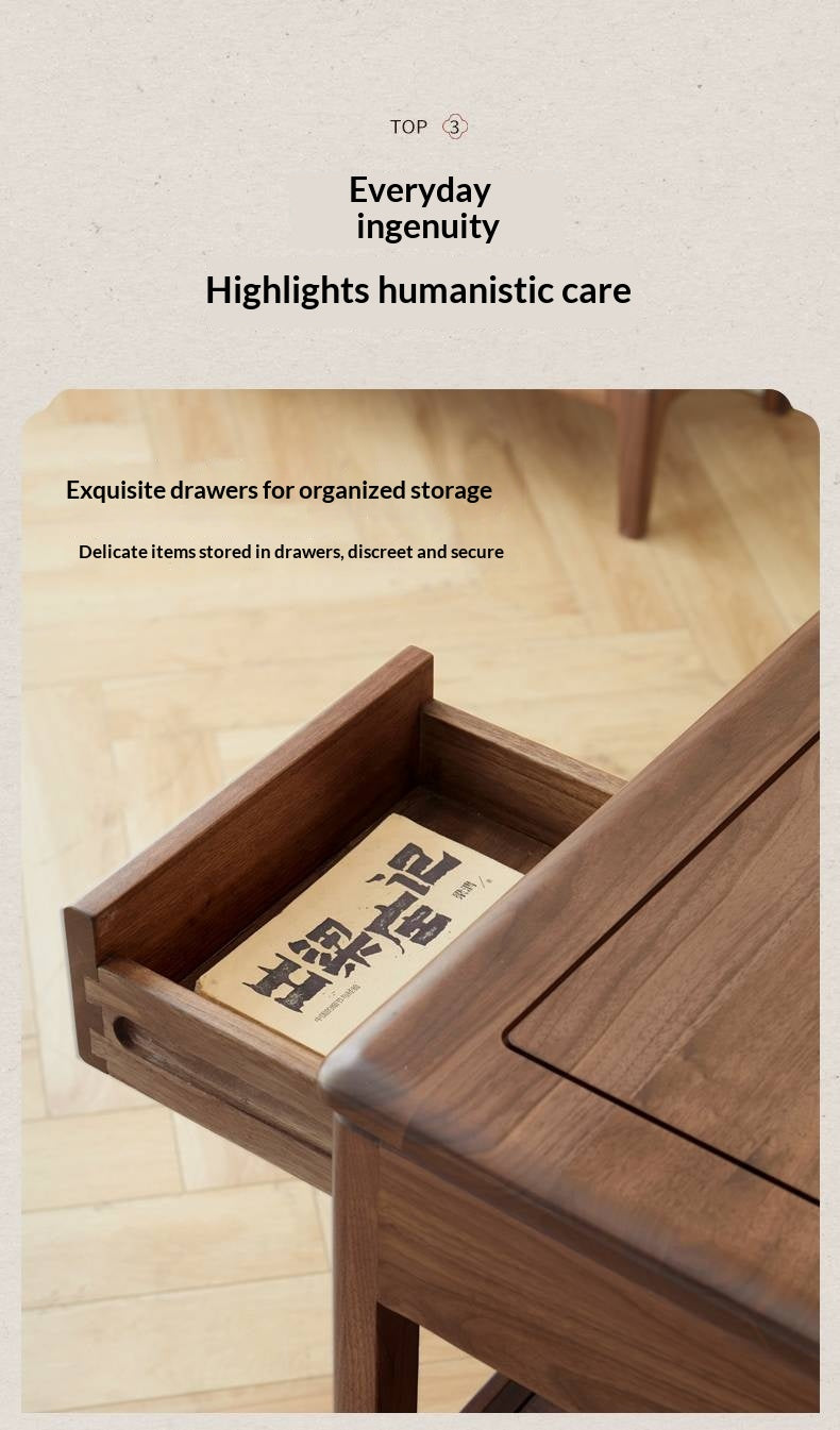 Black Walnut Solid Wood Modern Study Desk