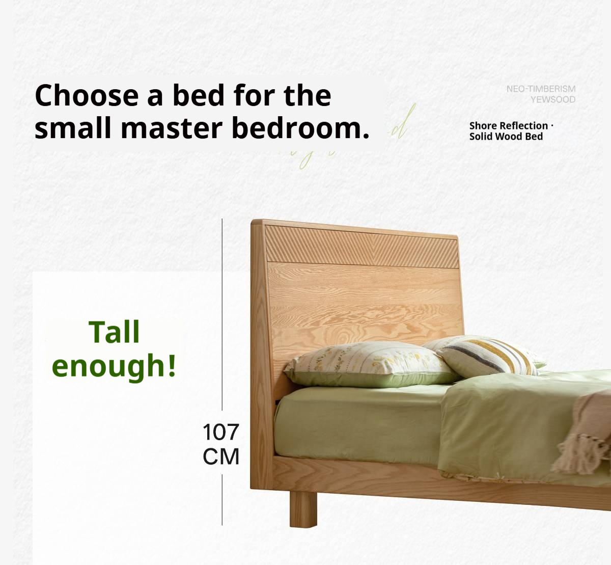 Oak Solid Wood Platform Bed with Grooved Panel Headboard Accent