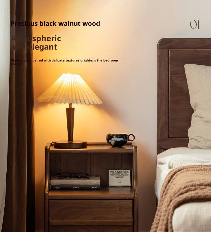 Black Walnut Solid Wood Italian Light Luxury Nightstand