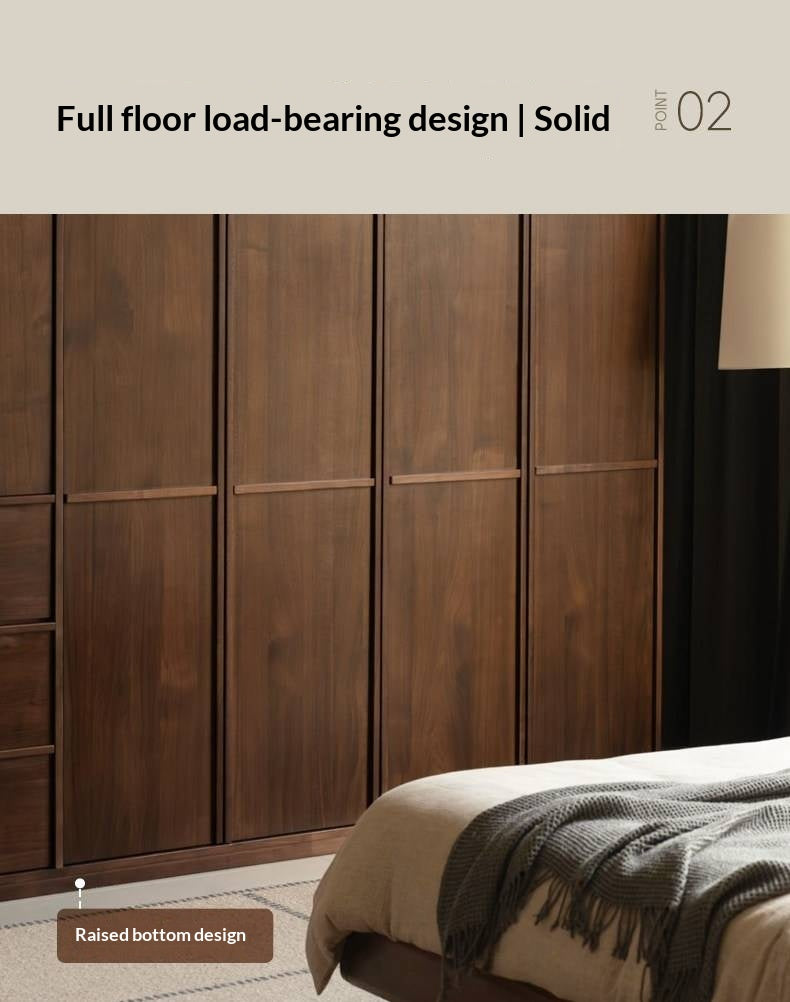 Black Walnut Solid Wood Italian Light Luxury Wardrobe