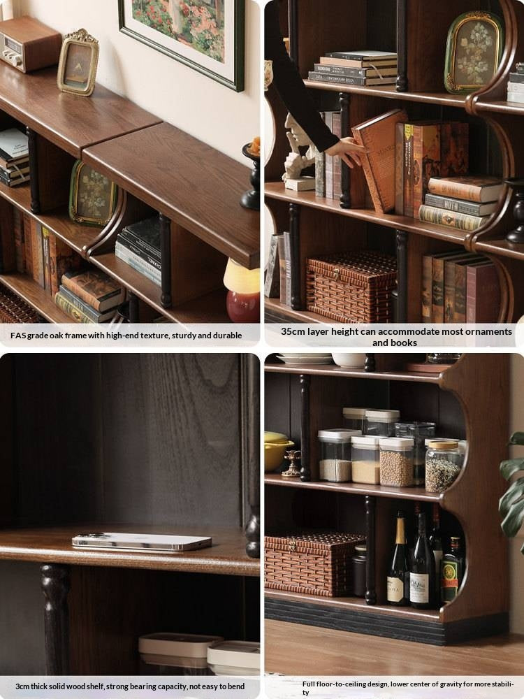 Oak, Black Walnut Solid Wood French Retro Bookcase