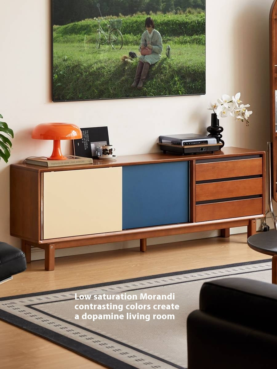 Poplar Solid Wood Medieval Style TV Cabinet