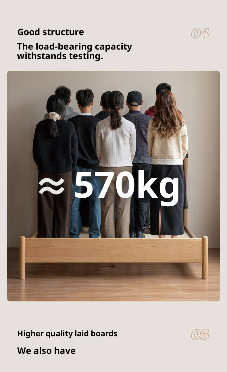 Oak Solid Wood Soft High Backrest Bed Modern Minimalist