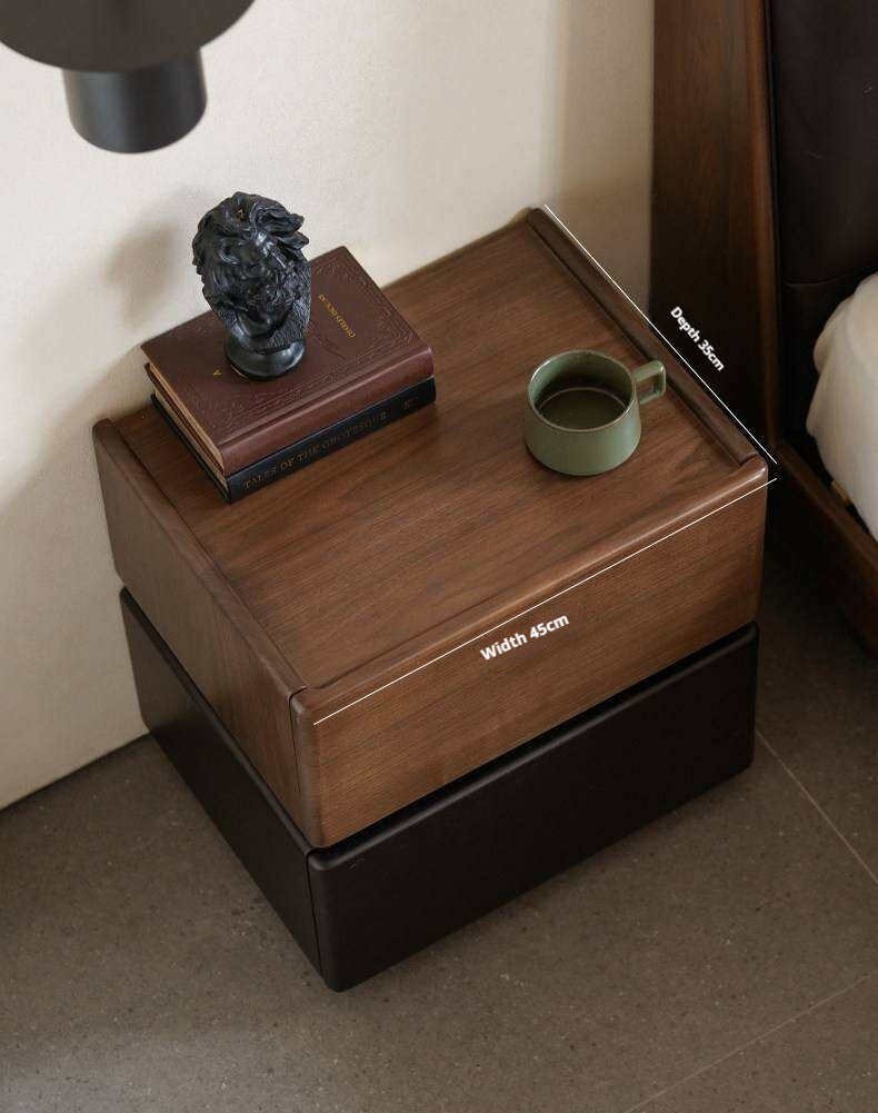 Black Walnut, Oak, Tulipwood Solid Wood, Solid Longan Hardwood Nightstand with Storage Drawer, Italian Style