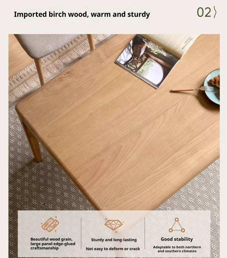 Oak Solid Wood Dining Table with Rectangular Top and Clean Lines