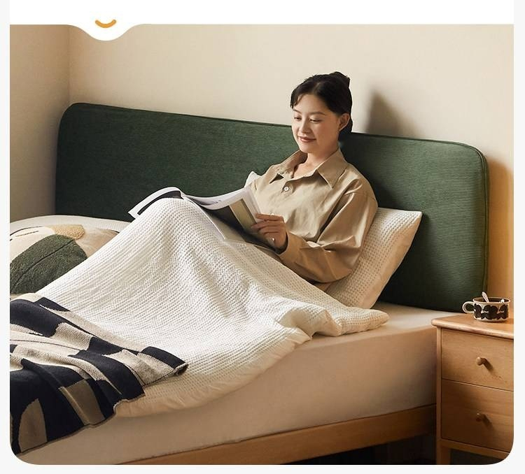 Beech Solid Wood Upholstered Bed — Retro Style with Floating Design, Luminous Light, Luxury Finish