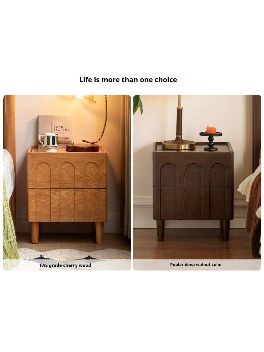 Black Walnut, Poplar, Sandalwood Solid Wood Modern Simple Nightstand.