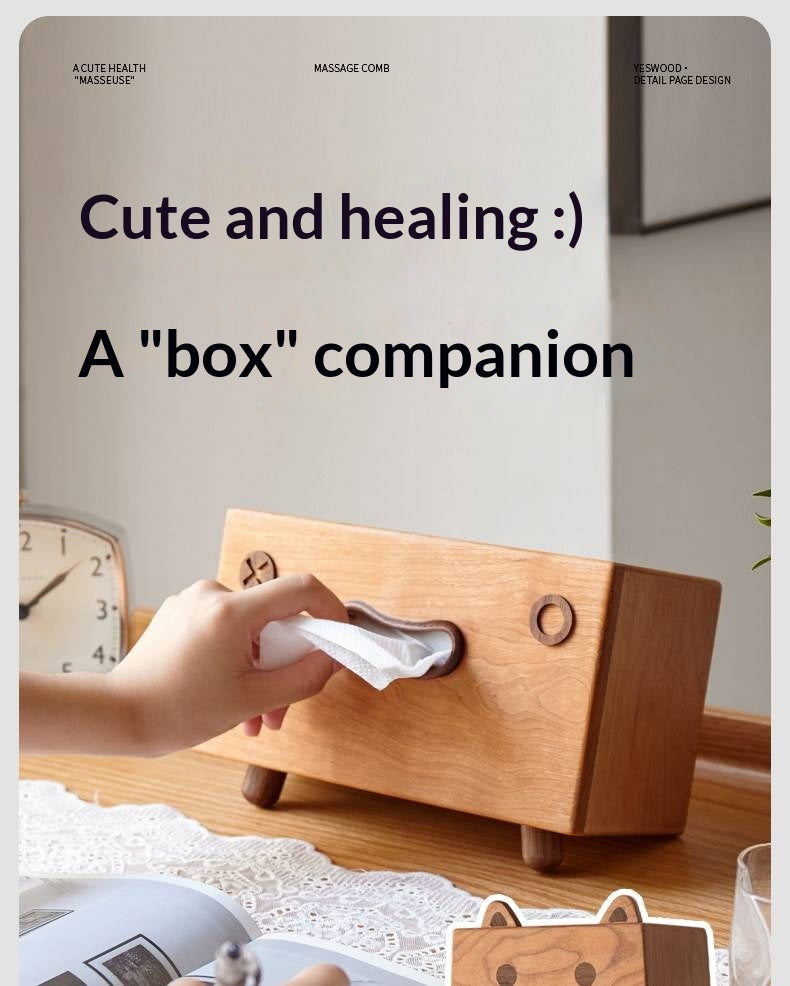 Cherry Solid Wood Tissue Box with Clean Minimal Design