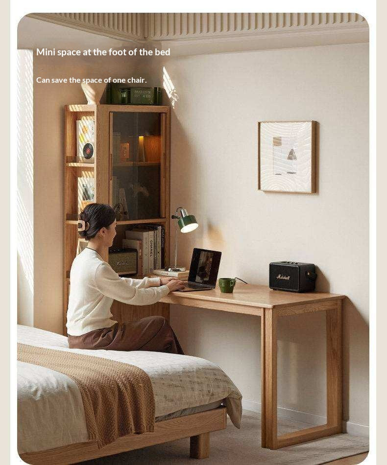 Oak Solid Wood Computer Desk with Integrated Frame and Minimalist Design