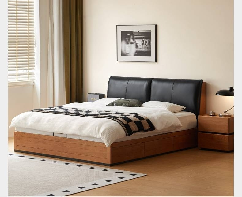 Cherry Solid Wood Box Bed Vintage Style