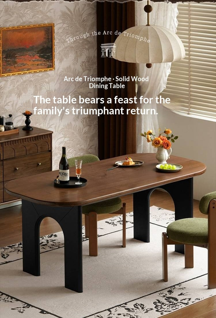 Black Walnut Solid Wood Dining Table French Retro