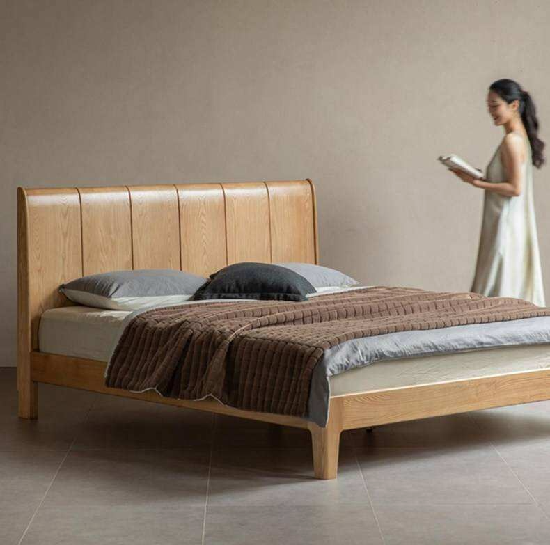 Ash Solid Wood Channel Tufted Platform Bed