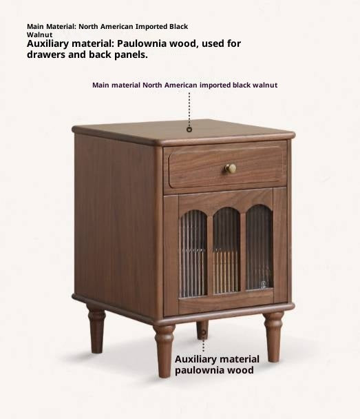 Black Walnut Solid Wood American Retro Nightstand