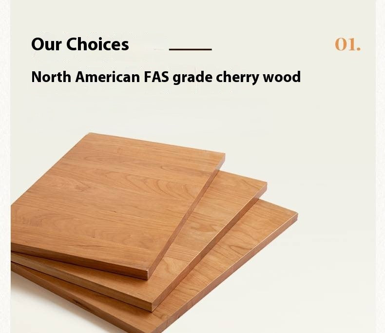 Cherry Solid Wood Retro Style With Light Side Cabinet