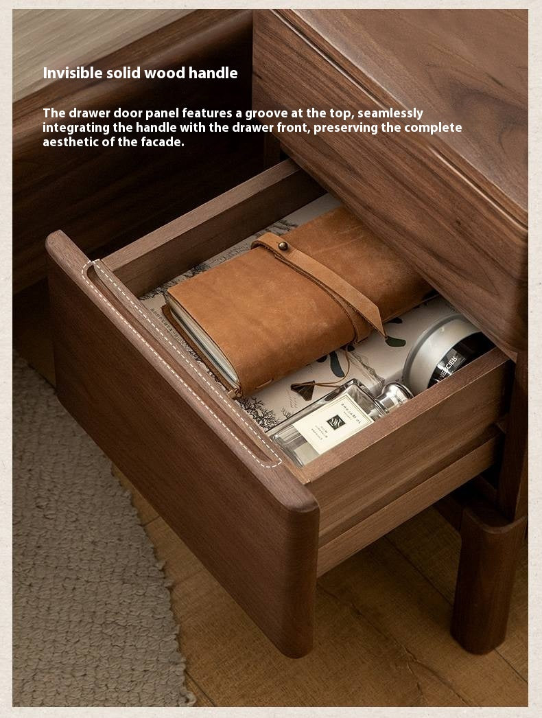 Black Walnut, Ash Solid Wood Storage Nightstand