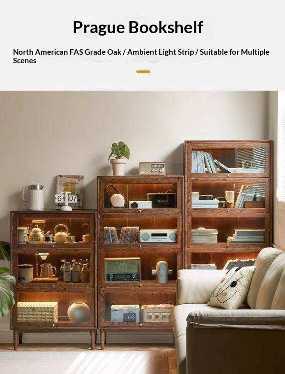 Solid Rubberwood, Black Walnut, Sandalwood, Oak Solid Wood Glass Flip Door Bookcase