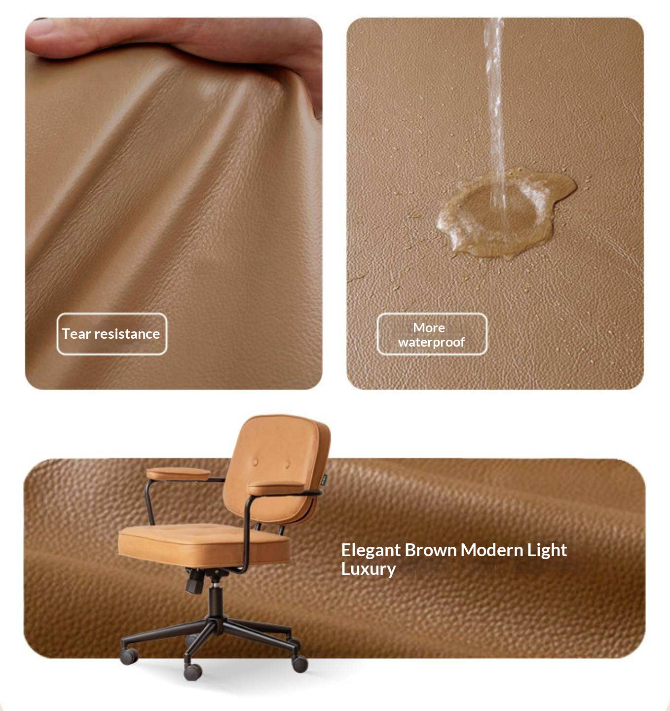 Leather Swivel Office Chair with Armrests