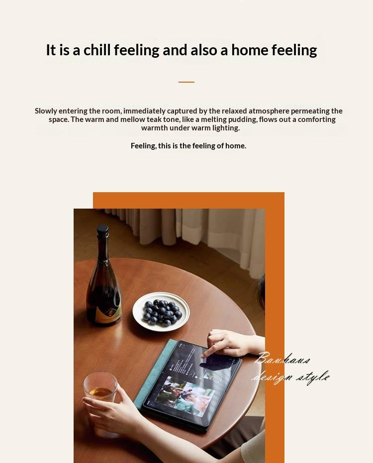 Poplar Solid Wood Vintage Round Bauhaus Style Dining Table