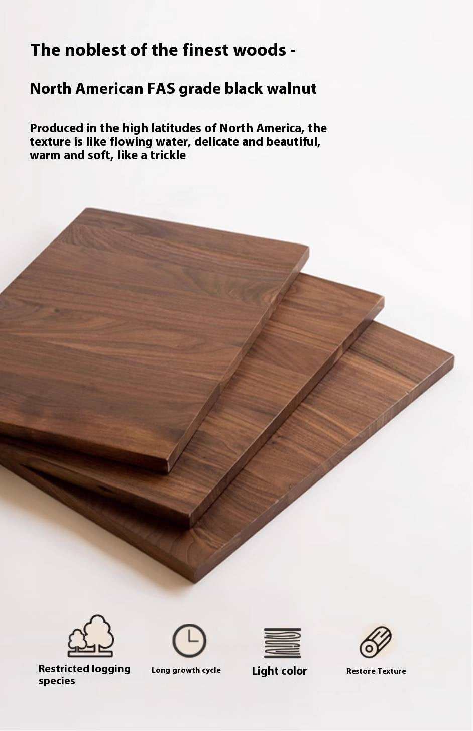 Black Walnut, Oak, Ash Solid Wood Large Board Dining Table