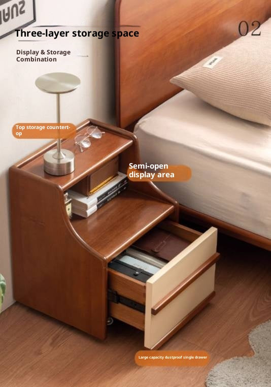 Poplar Solid Wood Movable Bauhaus Style Nightstand