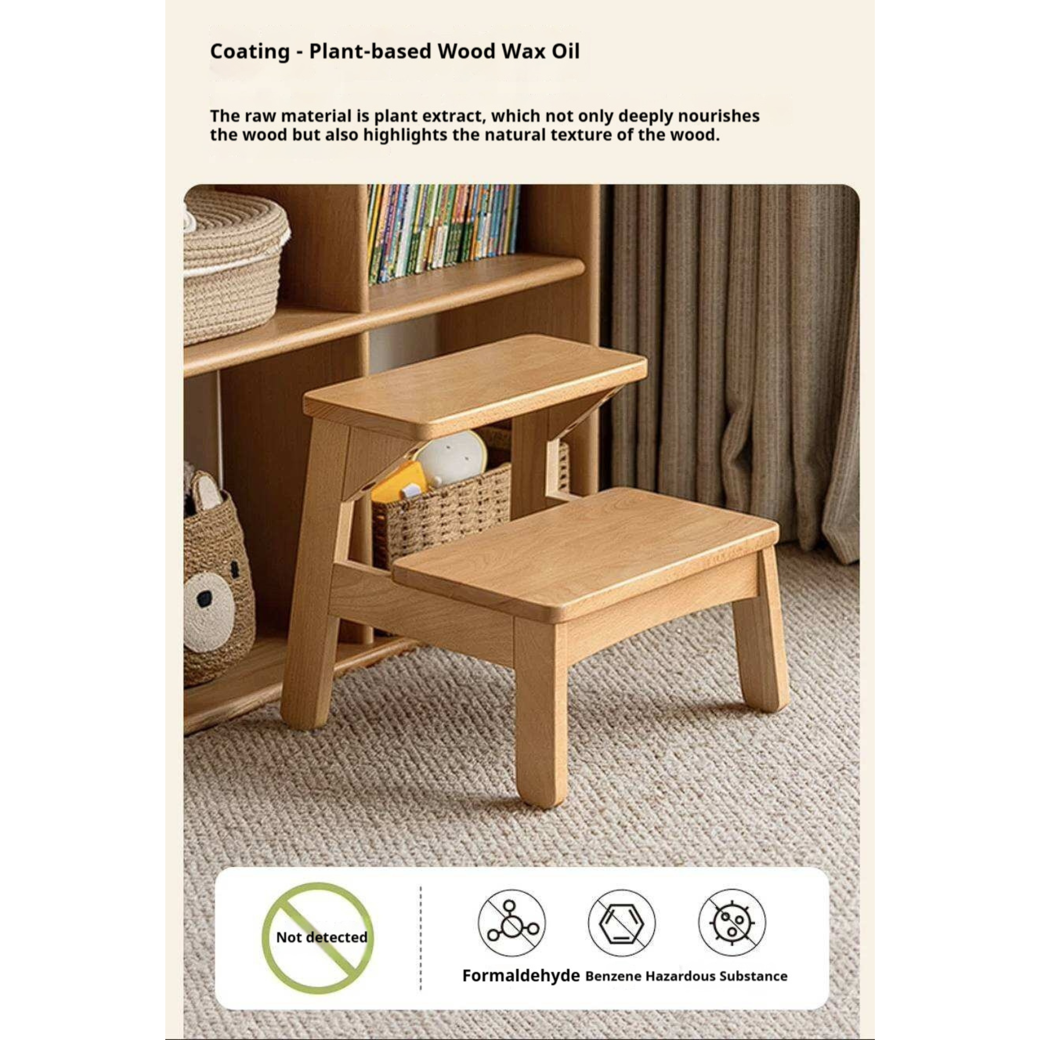 Beech Solid Wood Kids Multifunctional Low Foot Chair,Step Stool