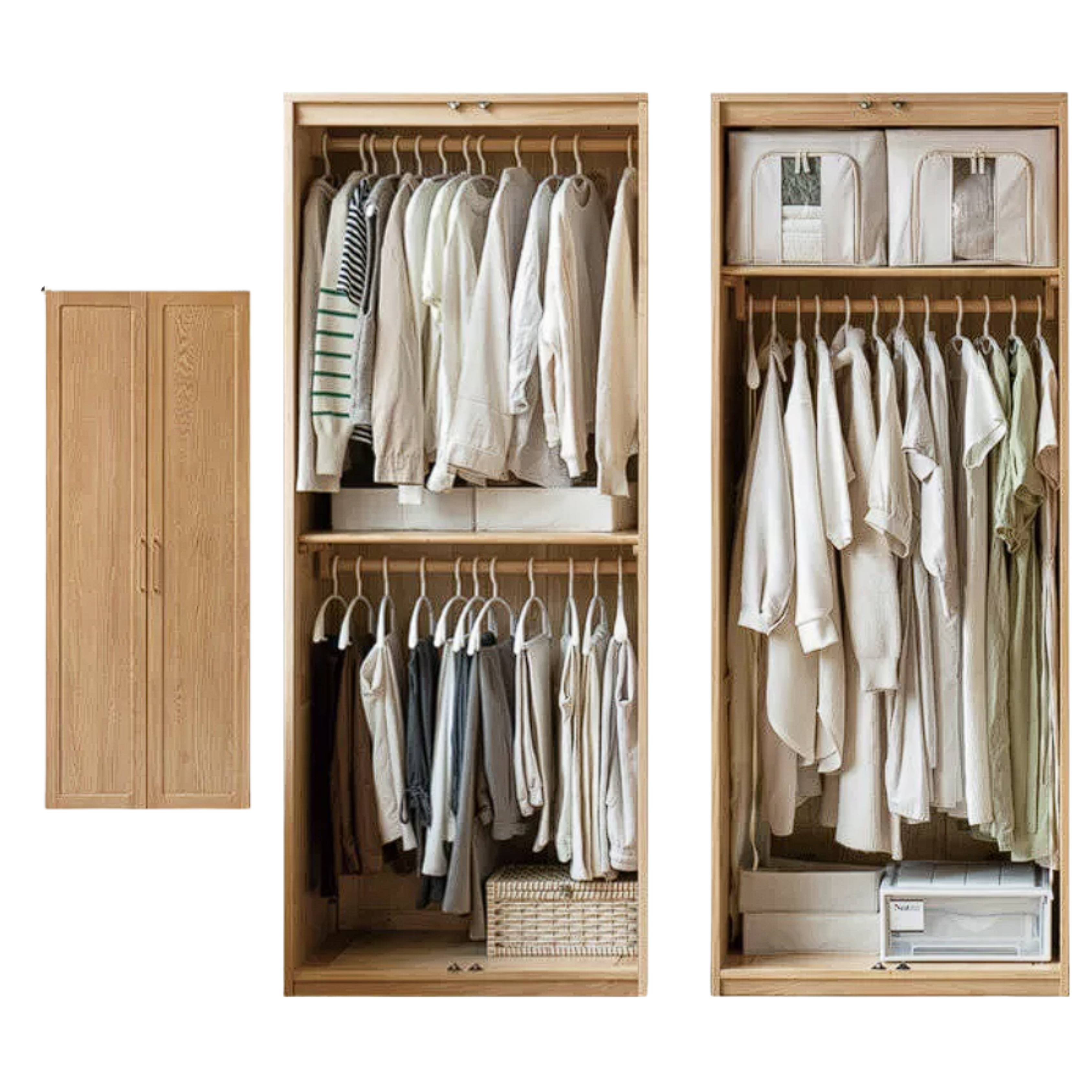 Oak Solid Wood Modern Wardrobe Free Combination