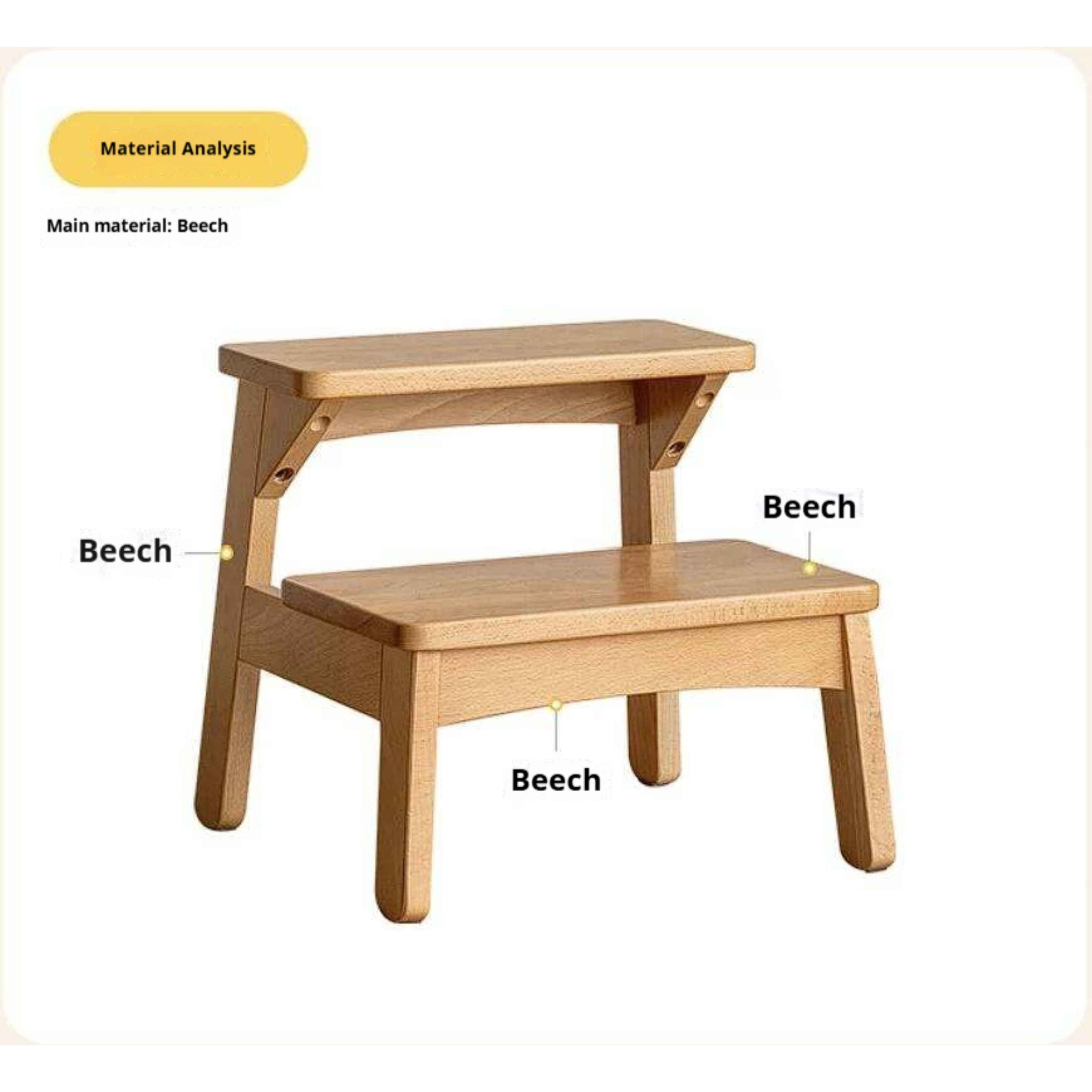 Beech Solid Wood Kids Multifunctional Low Foot Chair,Step Stool