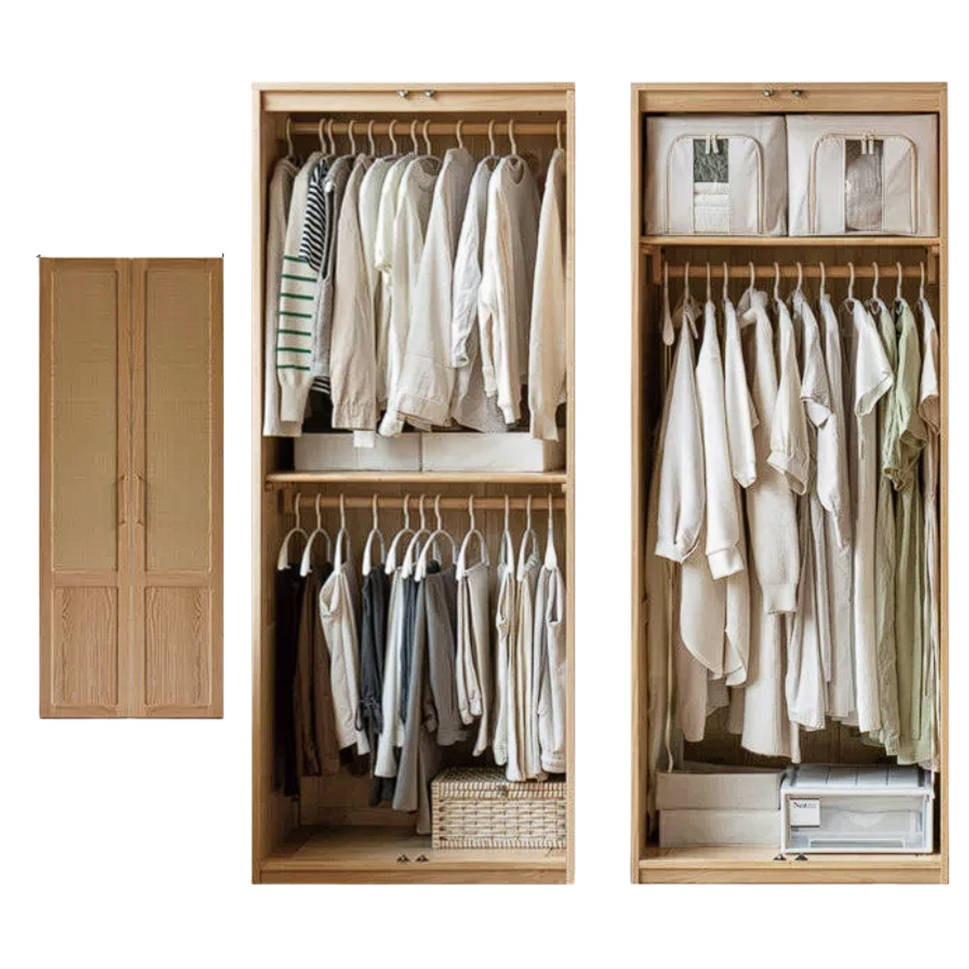 Oak Solid Wood Modern Wardrobe Free Combination