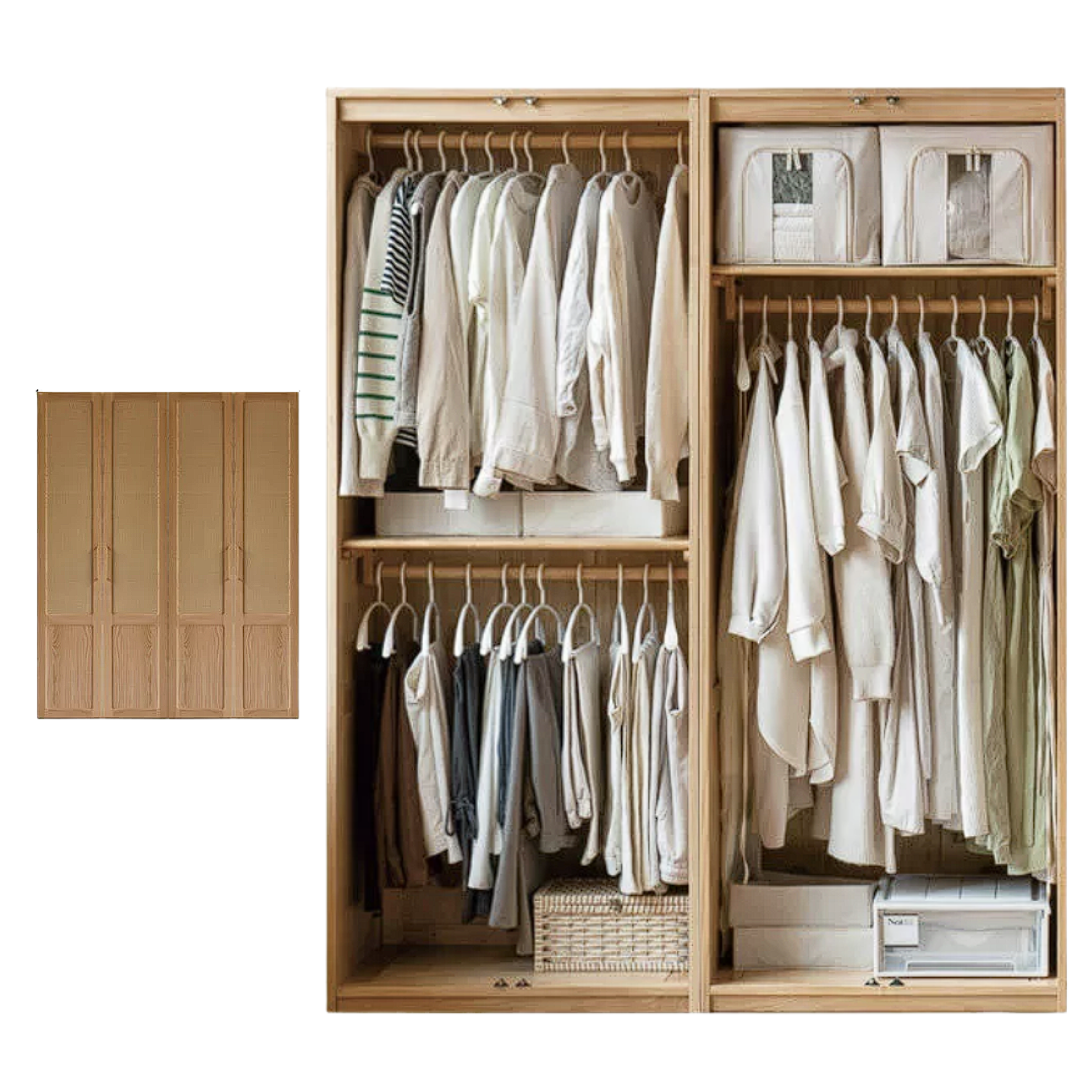Oak Solid Wood Modern Wardrobe Free Combination