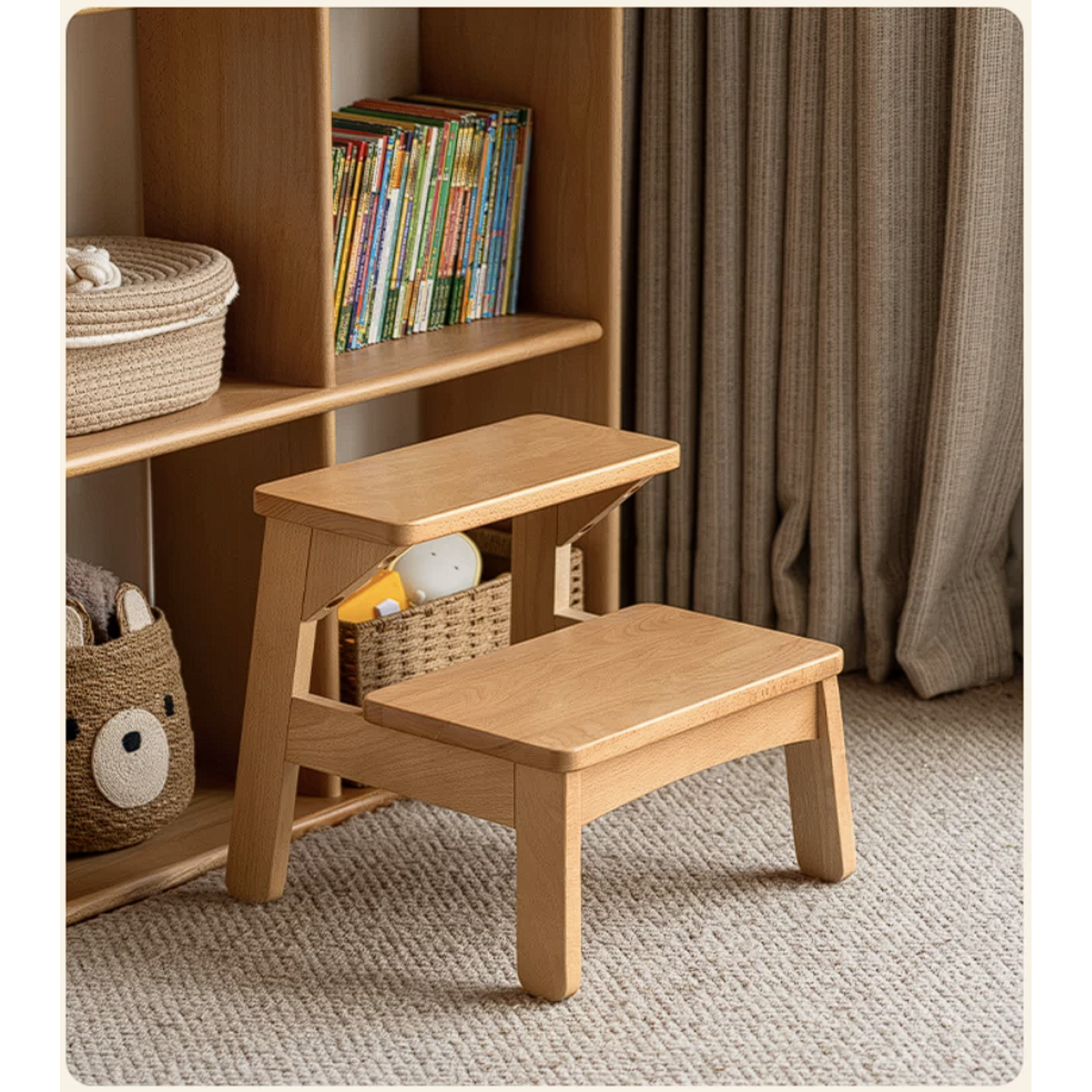 Beech Solid Wood Kids Multifunctional Low Foot Chair,Step Stool